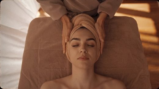 Facial treatment being applied to the skin